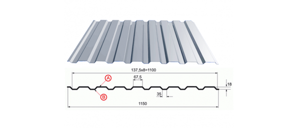 Профнастил оцинкованный С-20 1100x2500 купить недорого в Семеновском