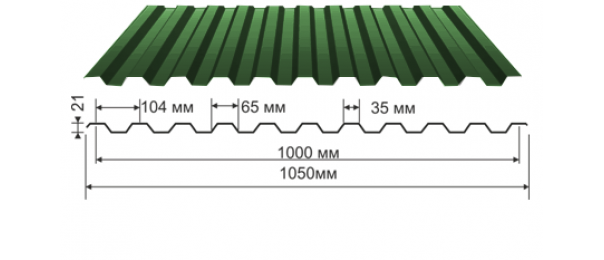 Профнастил зеленый оцинкованный  RAL 6005 С-21 купить недорого в Семеновском